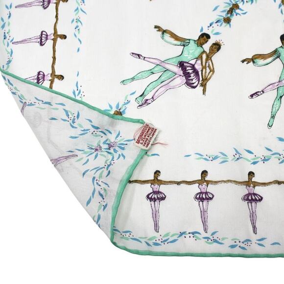 Vintage Ballerina Rayon Silk Scarf 6.25 Momme Hand Rolled Japan 16" - Hey Viv - Picture 4 of 6